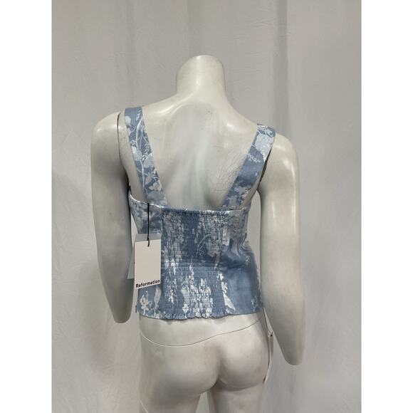 Reformation 'Darci' Blue Linen Top Size 6 - NWT - Picture 3 of 5